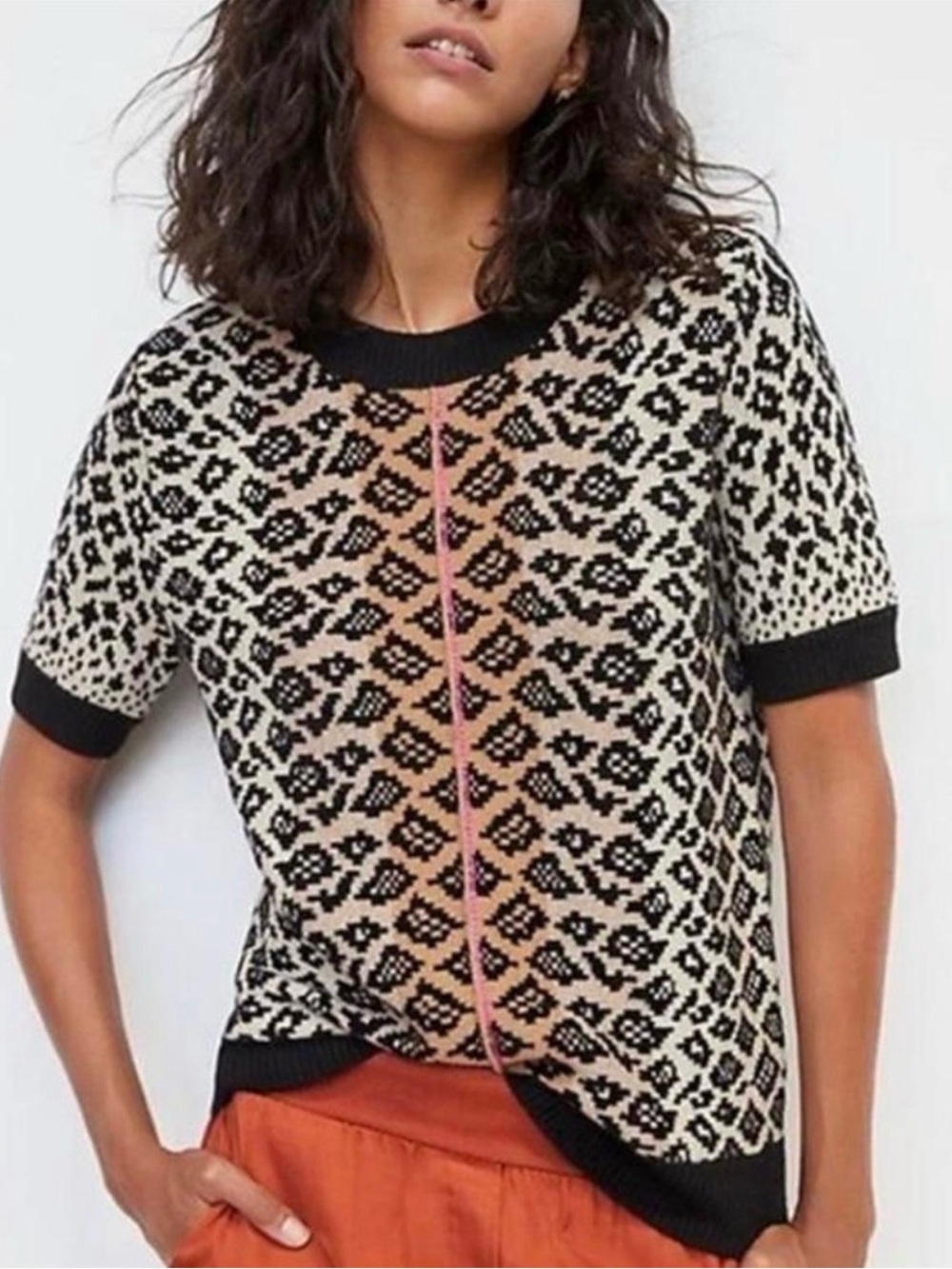 Maeve by Anthropologie Ellinor Leopard Knit Top Size Medium